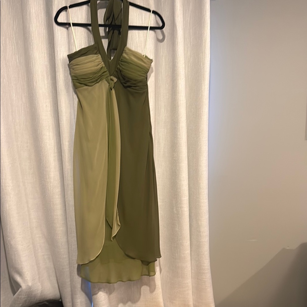 Signature by Sangria Green High-Low Halter Dress